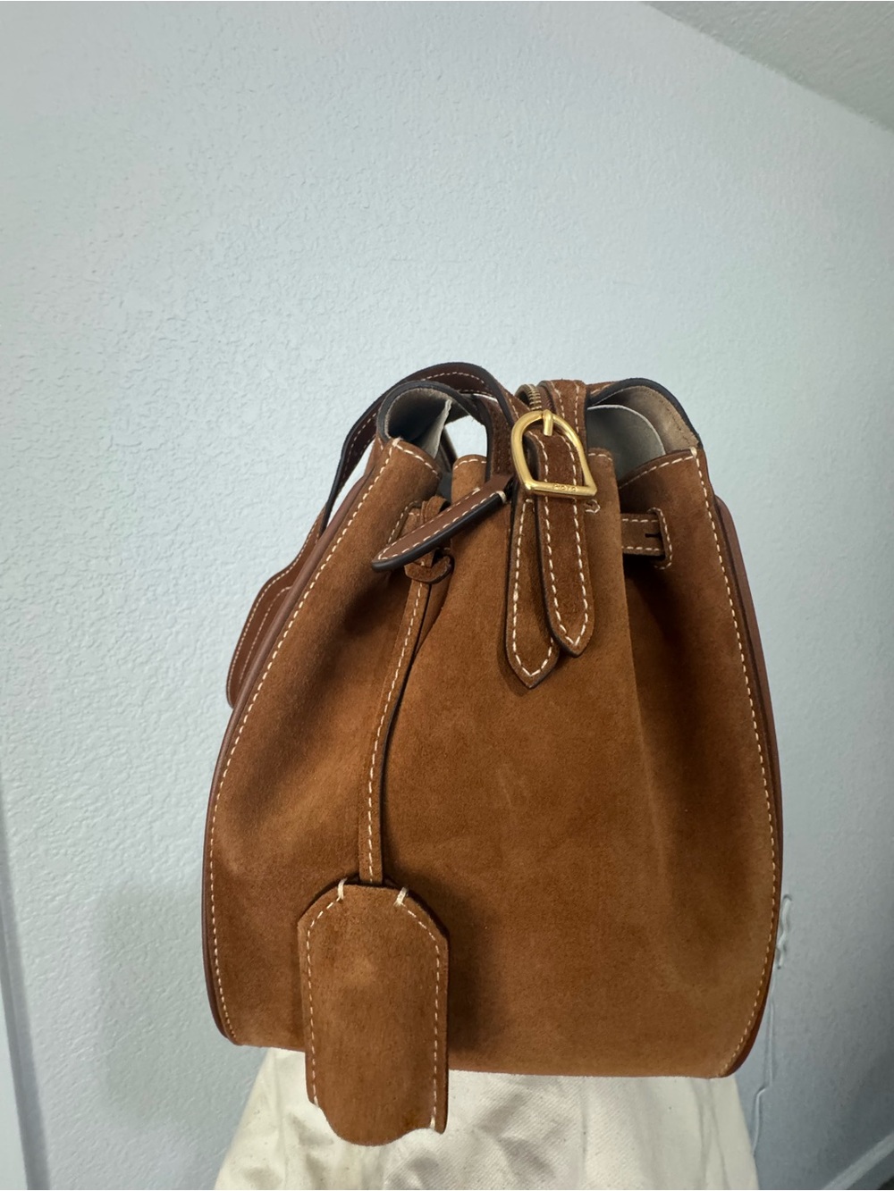 Ralph Lauren Polo ID Suede Satchel bag in Cinnamon - Picture 4 of 8